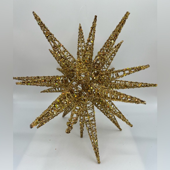 Other - Gold Glitter Star Hanging Christmas Ornament Indoor/Outdoor Decor Metal XLarge